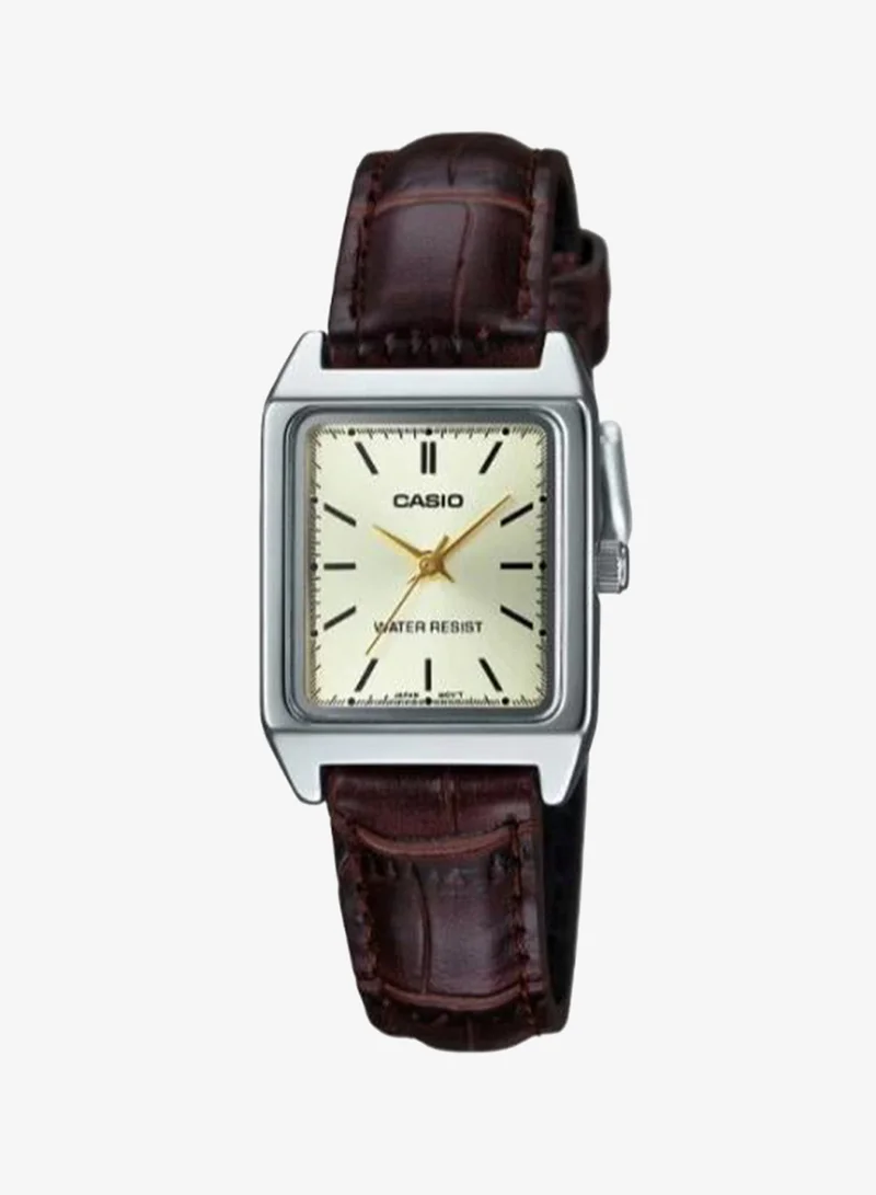 Casio Women's Leather Analog Watch LTP-V007L-9EUDF - 22 mm
