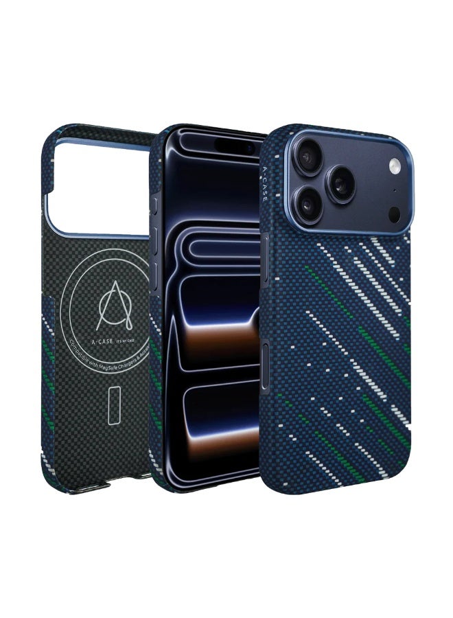 A-Case Winter Aramid Fiber Case for iPhone 17 Pro Ultra Slim Lightweight Protective Cover Scratch Resistant Woven Fiber Phone Case Winter Edition – Blue - Image 1