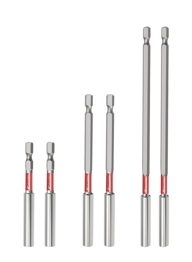 ColumPRO 6PCS Magnetic Impact Bit Holder,1/4" Hex Shank S2 Steel Magnetic Drill Bit Extension Holder,Straight Without Bending Screwdriver Bit Extender, 2.6", 4", 6" Extensions - Image 1