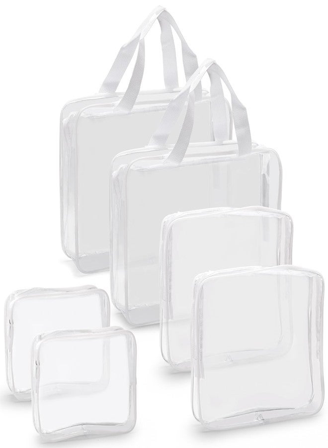 Tbestmax 6 Packs Cosmetic Bags Clear Makeup Bags Portable Waterproof Travel Toiletry Bags Organizer White (2L+2M+2S) - Image 1