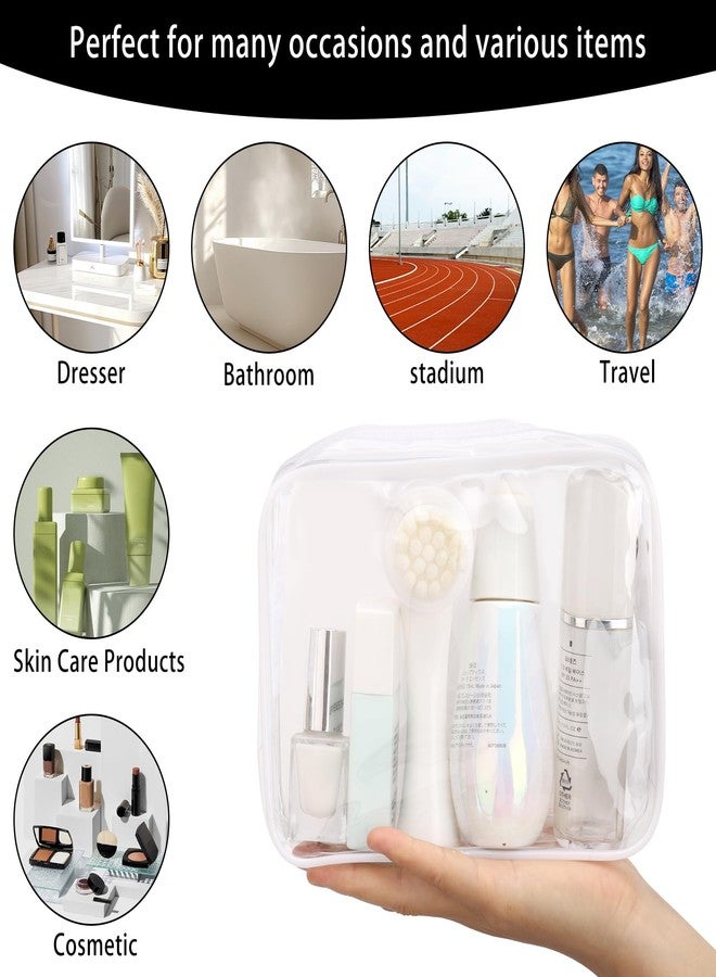 Tbestmax 6 Packs Cosmetic Bags Clear Makeup Bags Portable Waterproof Travel Toiletry Bags Organizer White (2L+2M+2S) - Image 4