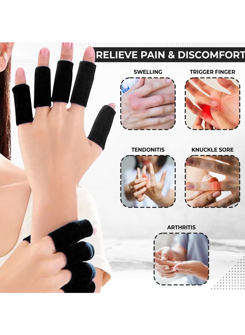 KM SPORTS KM SPORTS High Quaility Winter Finger Sleeve Basket Ball Finger Guard Support finger sleevers cricket fielding finger cover (BLACK)  - Image 5