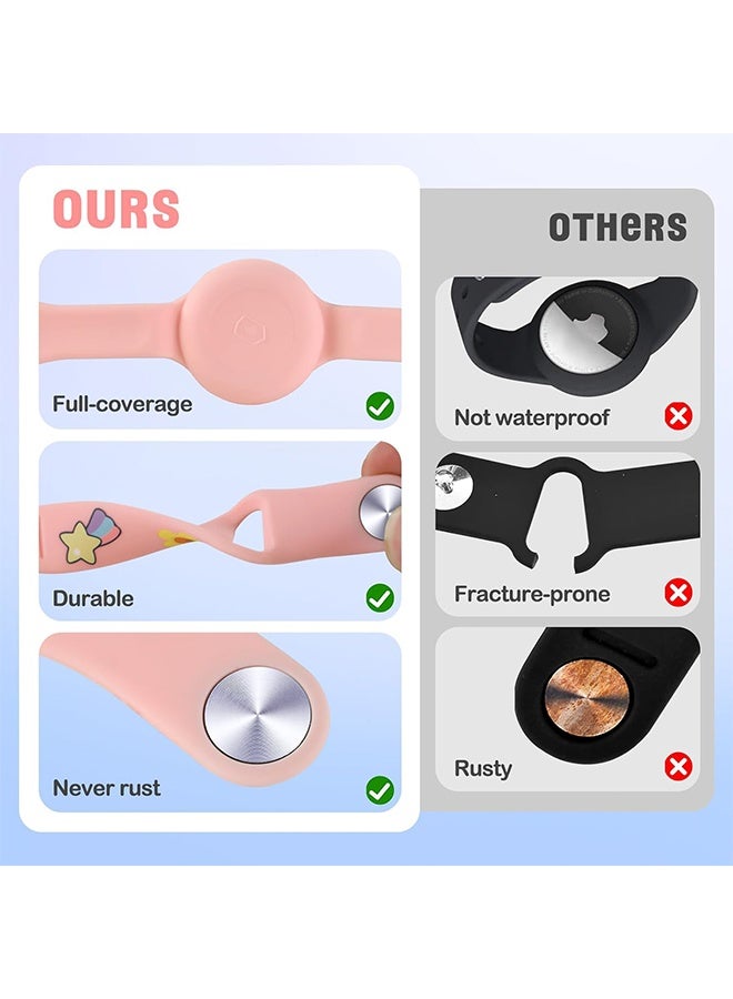 Lemon 2 Pcs AirTag Bracelet for Kids, Waterproof Cute Cartoon Air tag Holder, for Kids with Soft Silicone Full Coverage Anti-Lost Hidden Airtag Wristband Accessories for Child (Pink & Green) - Image 4