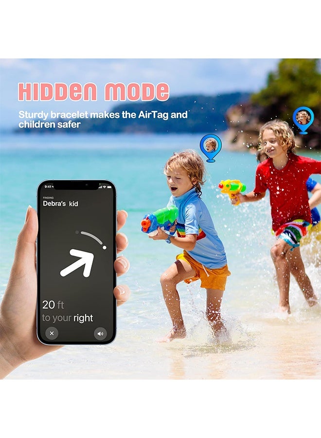 Lemon 2 Pcs AirTag Bracelet for Kids, Waterproof Cute Cartoon Air tag Holder, for Kids with Soft Silicone Full Coverage Anti-Lost Hidden Airtag Wristband Accessories for Child (Pink & Green) - Image 5