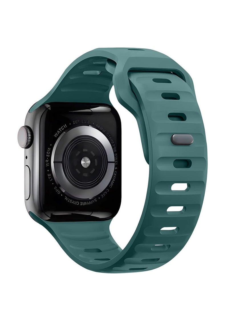 Generic - Compatible with Apple Watch Band 49mm 46mm 45mm 44mm 42mm Bands for Men Women, Unique Rugged Design Silicone Wristband Strap for iWatch Ultra 2/1 Series 10/9/8/7/6/5/4/3/2/1/SE Green - Image 1