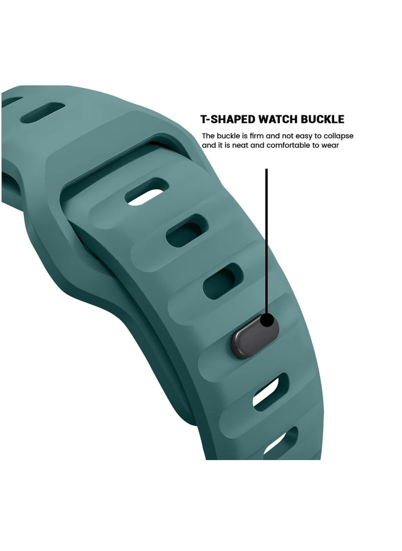 Generic - Compatible with Apple Watch Band 49mm 46mm 45mm 44mm 42mm Bands for Men Women, Unique Rugged Design Silicone Wristband Strap for iWatch Ultra 2/1 Series 10/9/8/7/6/5/4/3/2/1/SE Green - Image 1