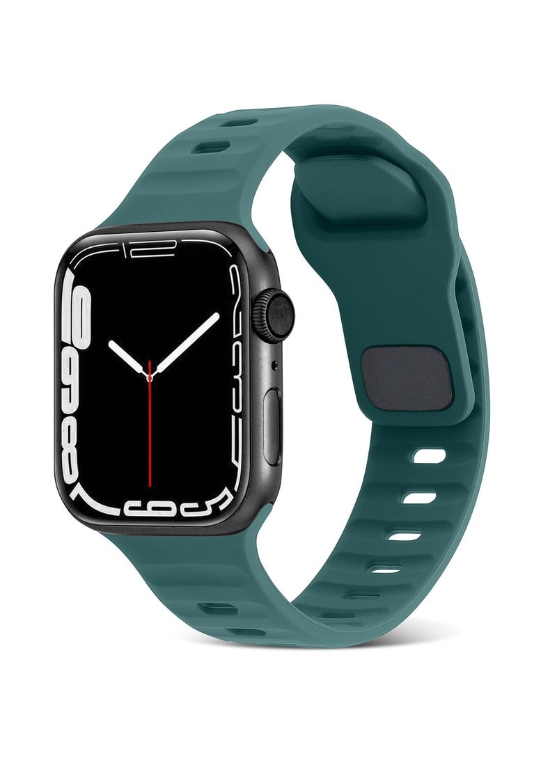 Generic - Compatible with Apple Watch Band 49mm 46mm 45mm 44mm 42mm Bands for Men Women, Unique Rugged Design Silicone Wristband Strap for iWatch Ultra 2/1 Series 10/9/8/7/6/5/4/3/2/1/SE Green - Image 1