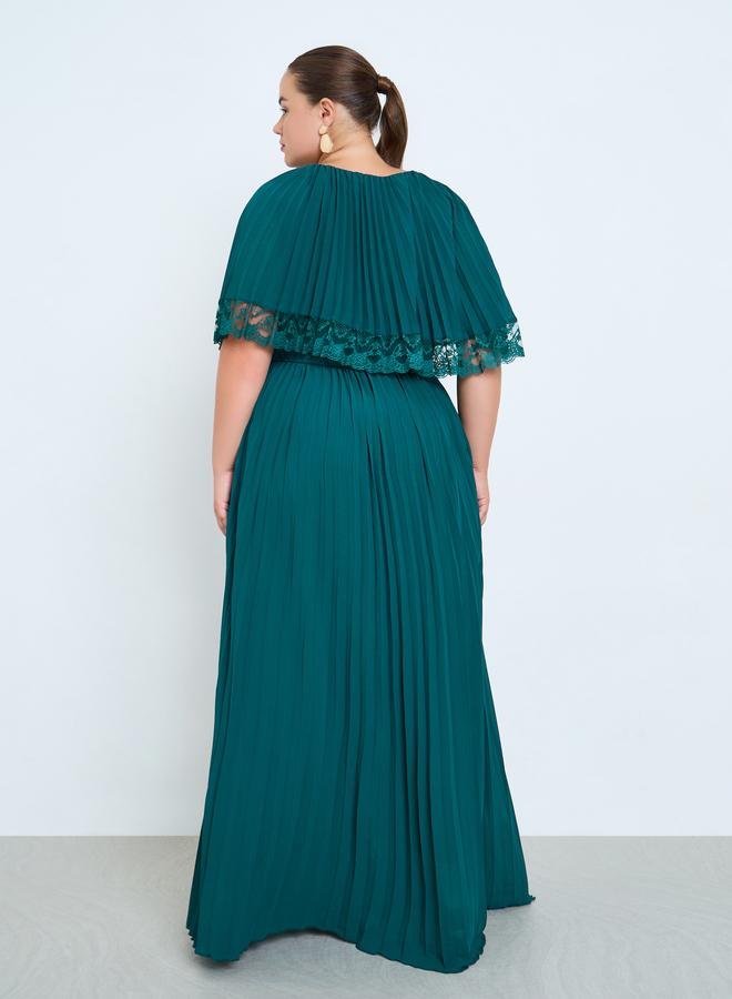 ستايلي فستان طويل مع كيب دانتيل مقاس كبير - Image 5