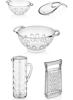Acrylic Transparent 5 Piece Jug & Grater & Strainer & Mini Strainer & Spoon Holder & Kitchen Dowry Set