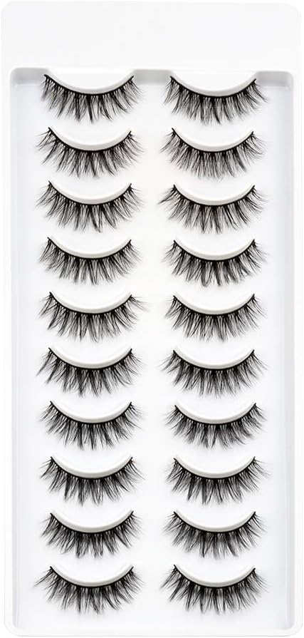EMEDA 10 Styles False Eyelashes Natural Look 3D Short and Soft Fake Eyelashes Faux m ink Lashes Fluffy And Wispy Eye Lashes 10 Pairs 100 Handmade Fake Lashes 1 Pack mix - Image 4