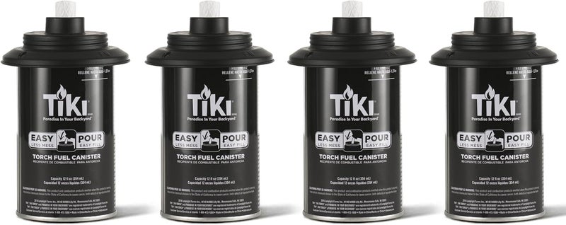 TiKi طقم عبوات بديلة للفوانيس - 4 عبوات معدنية قابلة لإعادة التعبئة مع نظام سهل للصب، 12 أونصة - ملحقات إضاءة خارجية مقاومة للعوامل الجوية للحديقة، الحديقة والساحة - Image 1