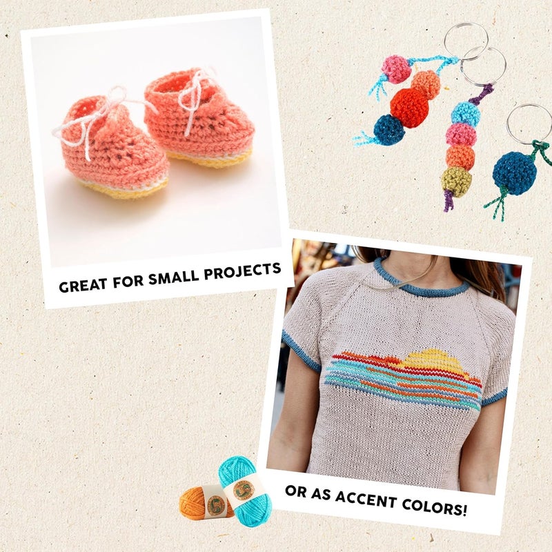 Lion Brand Yarn Bonbons Yarn Set in Beach Colors - 8 Miniature Skeins for Knitting and Crafting - Image 4