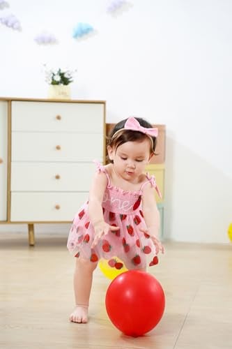 TITKKOP Baby Girl 1st Birthday Clothes One Year Old Tulle Romper Sleeveless Bodysuit Cake Smash Outfits(Pink4,12-18M) - Image 4