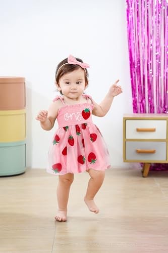 TITKKOP Baby Girl 1st Birthday Clothes One Year Old Tulle Romper Sleeveless Bodysuit Cake Smash Outfits(Pink4,12-18M) - Image 3