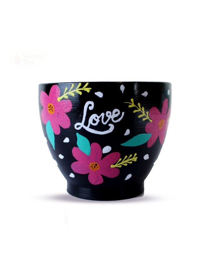 Handmade pottery empty pot - black - 10*10 cm