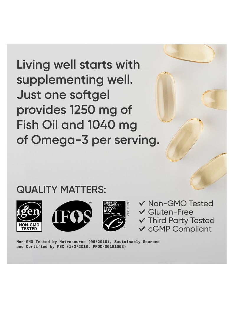 SPORTS RESEARCH - SR Omega-3 Fish Oil Triple Strength 1250mg 90 Softgels - Image 1
