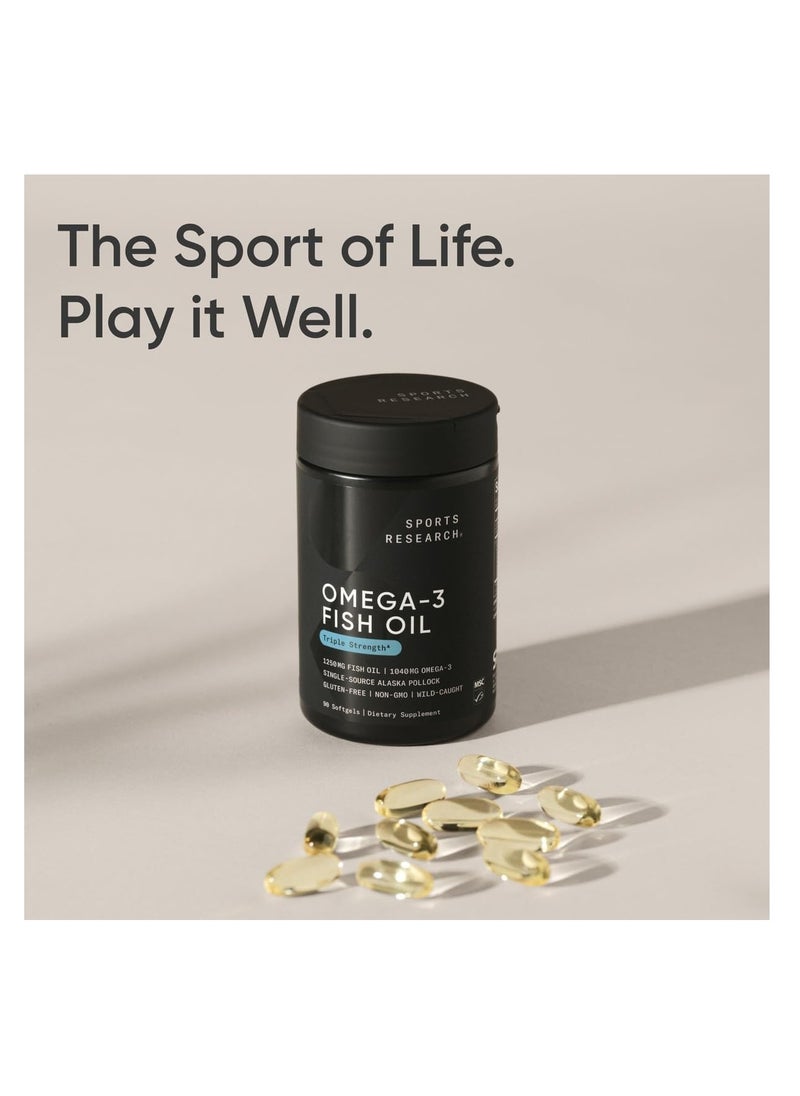 SPORTS RESEARCH - SR Omega-3 Fish Oil Triple Strength 1250mg 90 Softgels - Image 1