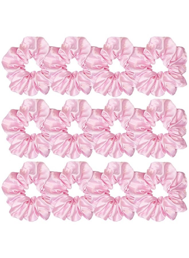 Sufermoe - 12 Pcs Satin Silk Hair Scrunchies (4.5 Inch), Light Pink Elastic Hair Ties for Women and Girls, Fashion Hair Accessories for Daily Life, Yoga, Working, Studying, Running, Holidays, Parties - Image 1