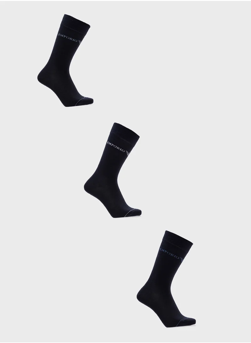 EMPORIO ARMANI 3 Pack Logo Crew Socks