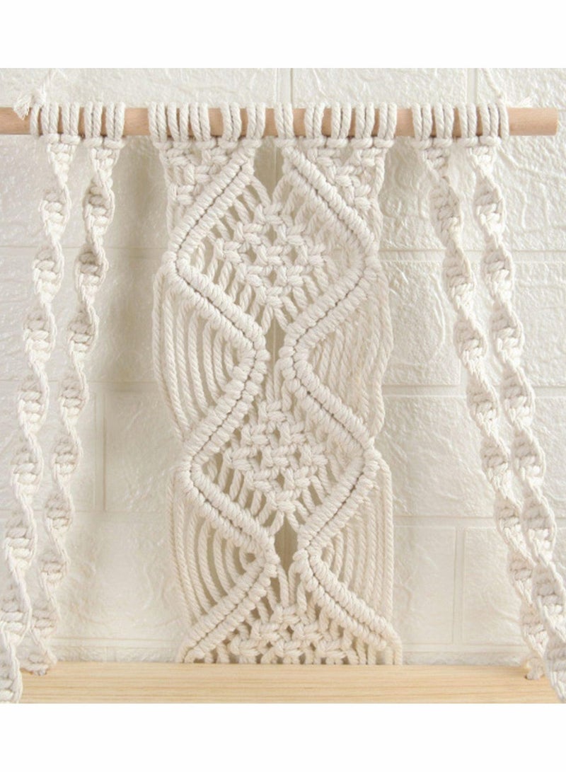 Excefore Wall Hanging Shelf Boho Decor Wood Floating Shelf for Bedroom Living Room Nursery Bathroom, Handmade Woven Rope Storage Rack for Photo Frames Plant Display - Image 2