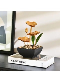 Dykidrah Dykidrah Metal Tabletop Water Fountain Decor Ornaments with Waterfall Desktop Lotus Fountains Deep Basin and Natural River Rocks Indoor Zen Relaxation for Office Bedroom Decor Item  - Image 2