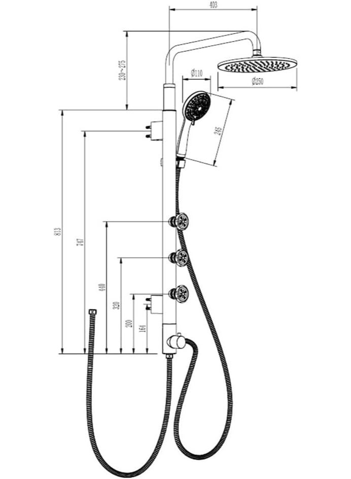 HESANIT Complete Shower System, 25cm Rain Shower Head, 6-Function Hand Shower, Adjustable Body Jets – Modern Wall-Mounted Bathroom Set - Image 3