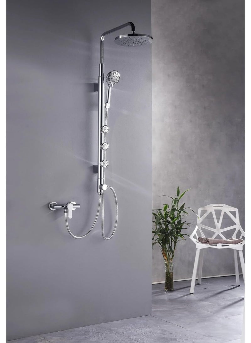 HESANIT Complete Shower System, 25cm Rain Shower Head, 6-Function Hand Shower, Adjustable Body Jets – Modern Wall-Mounted Bathroom Set - Image 2