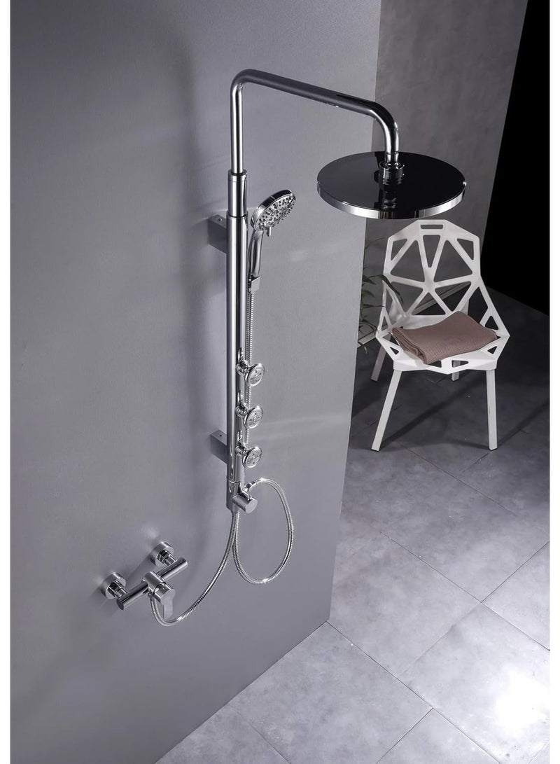 HESANIT Complete Shower System, 25cm Rain Shower Head, 6-Function Hand Shower, Adjustable Body Jets – Modern Wall-Mounted Bathroom Set - Image 5