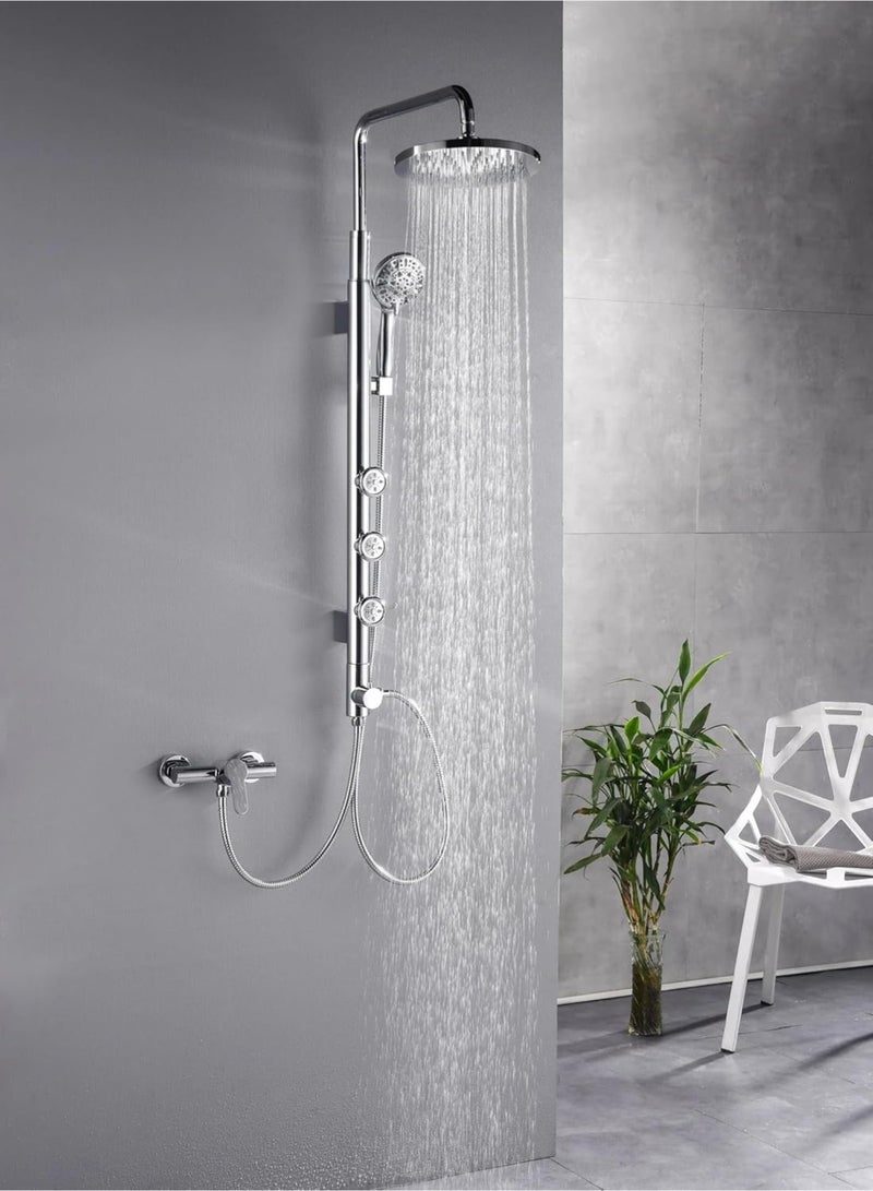 HESANIT Complete Shower System, 25cm Rain Shower Head, 6-Function Hand Shower, Adjustable Body Jets – Modern Wall-Mounted Bathroom Set - Image 4