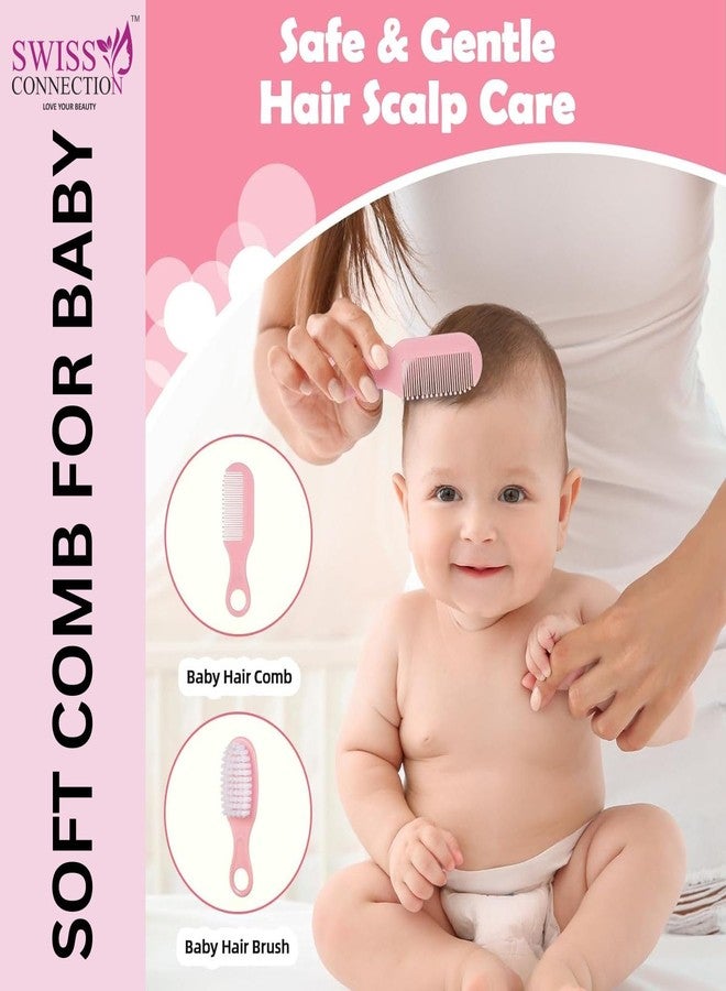 Swiss Connection Baby Grooming Care Kit Healthcare,Baby Nail Clipper Scissors Hair Comb Brush Nose Cleaner & Soft Baby Towel Safety for Toddler Infant Nursing Grooming Pink Color(Pack of 11) - Image 3