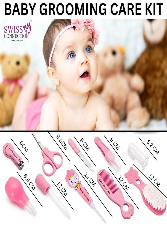 Swiss Connection Baby Grooming Care Kit Healthcare,Baby Nail Clipper Scissors Hair Comb Brush Nose Cleaner & Soft Baby Towel Safety for Toddler Infant Nursing Grooming Pink Color(Pack of 11) - Image 2