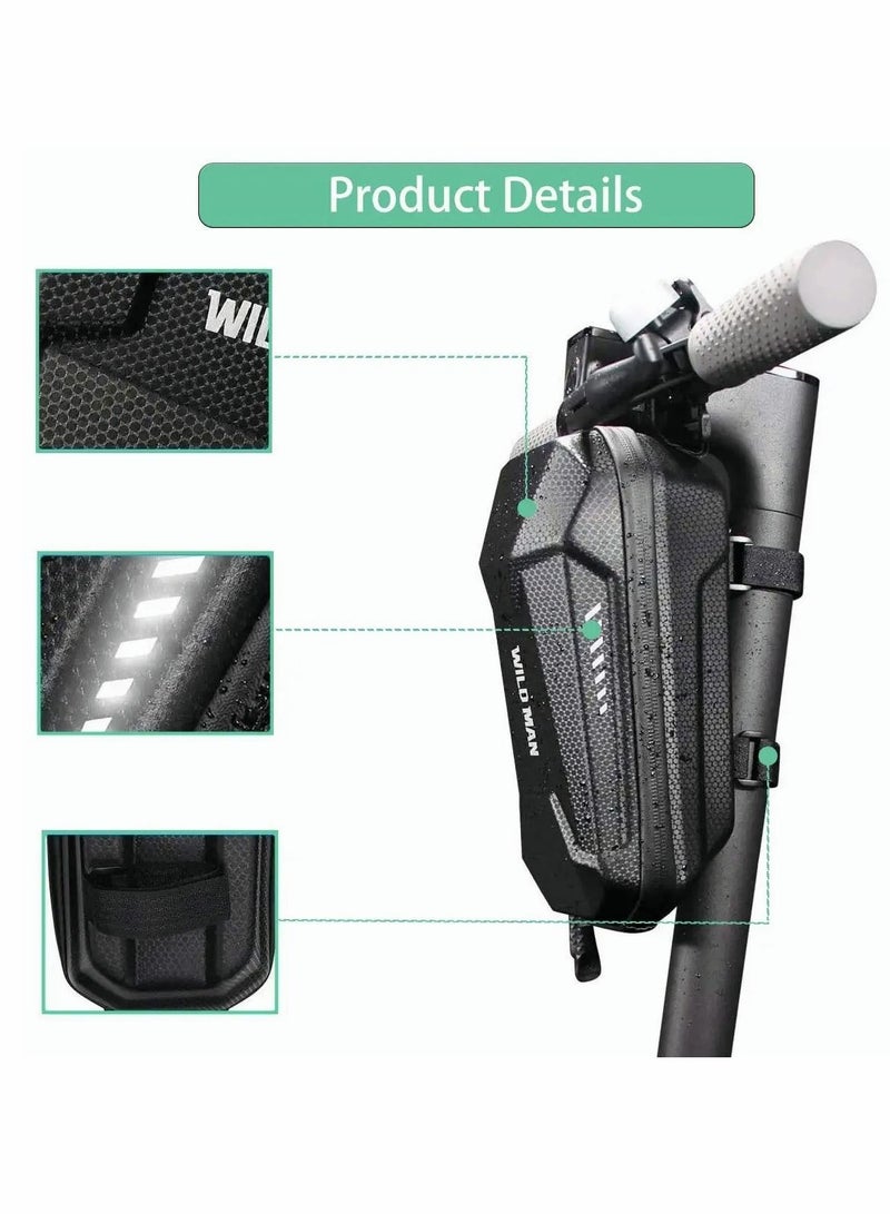 Excefore Electric Scooter Handlebar Bag, EVA Multi-Purpose Waterproof Scooter Storage Bag, Large Capacity Scooter Front Tube Hard Shell Bag for Electric Scooter/Electric Bike/Bicycle/Motorcycle - Image 4