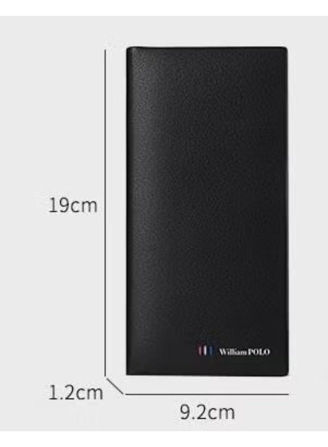 William Polo Italian Genuine Leather Black Long Men's Card Holder & Wallet - Image 2