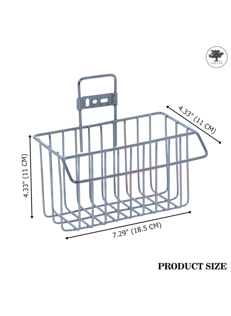 sulfar Sulfar Stainless Steel Shelf Kitchen Sink Filter Mesh Basket Bathroom Wall Mounted Drain Rack Kitchen Sponge Shelf (Silver)  - Image 2