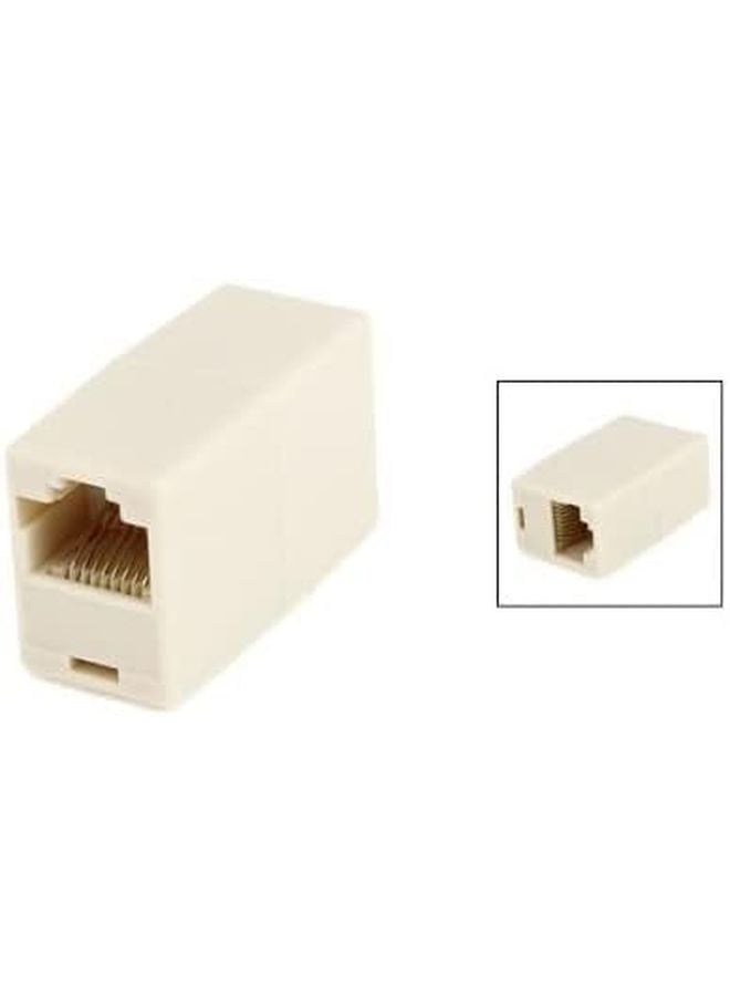 Beige RJ45 Double Female Plug Telephone Adapter Connector for Landline Phone - Image 3