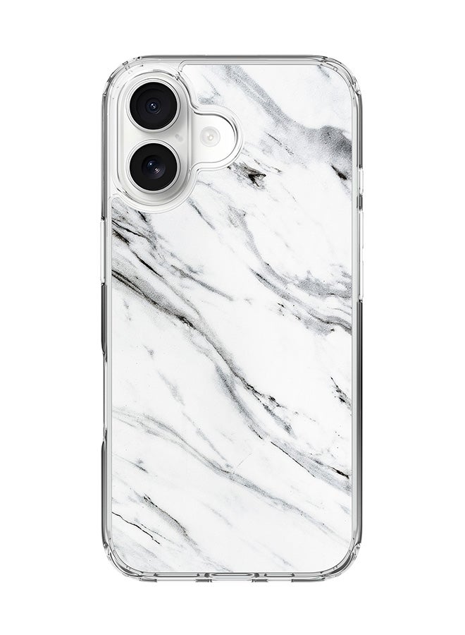 Stylizedd Classic Clear MagSafe Case for iPhone 17 , Hybrid Soft Case Flexible Edges Anti Drop TPU PC Gel Thin Transparent Cover [ Designed for iPhone 17 ] - Marble Print Grey White - Image 1