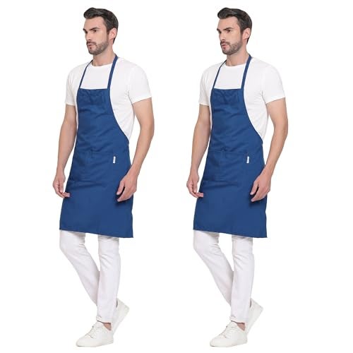 uniformer Apron for Men and Women | Durable & Stylish for Kitchen, Restaurant, Cafes | Ideal for Chefs, Bakers & Home Cooks | Easy to Clean | Unisex Design (Blue_Pack of 2) - Image 1