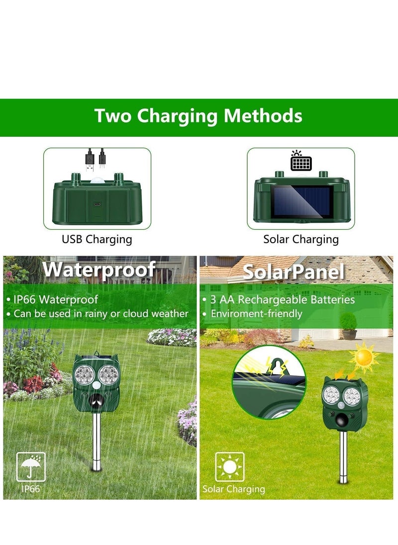 GUDOO - Solar Animal Repeller Ultrasonic Repellent Motion Detection LED Flashing Light Dog Cat Repellent Squirrel Skunk Rabbit Rodent Fox Deer - Image 1