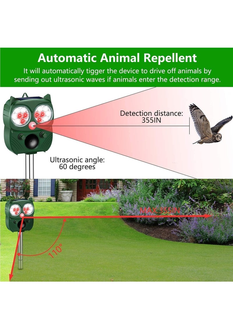 GUDOO - Solar Animal Repeller Ultrasonic Repellent Motion Detection LED Flashing Light Dog Cat Repellent Squirrel Skunk Rabbit Rodent Fox Deer - Image 1