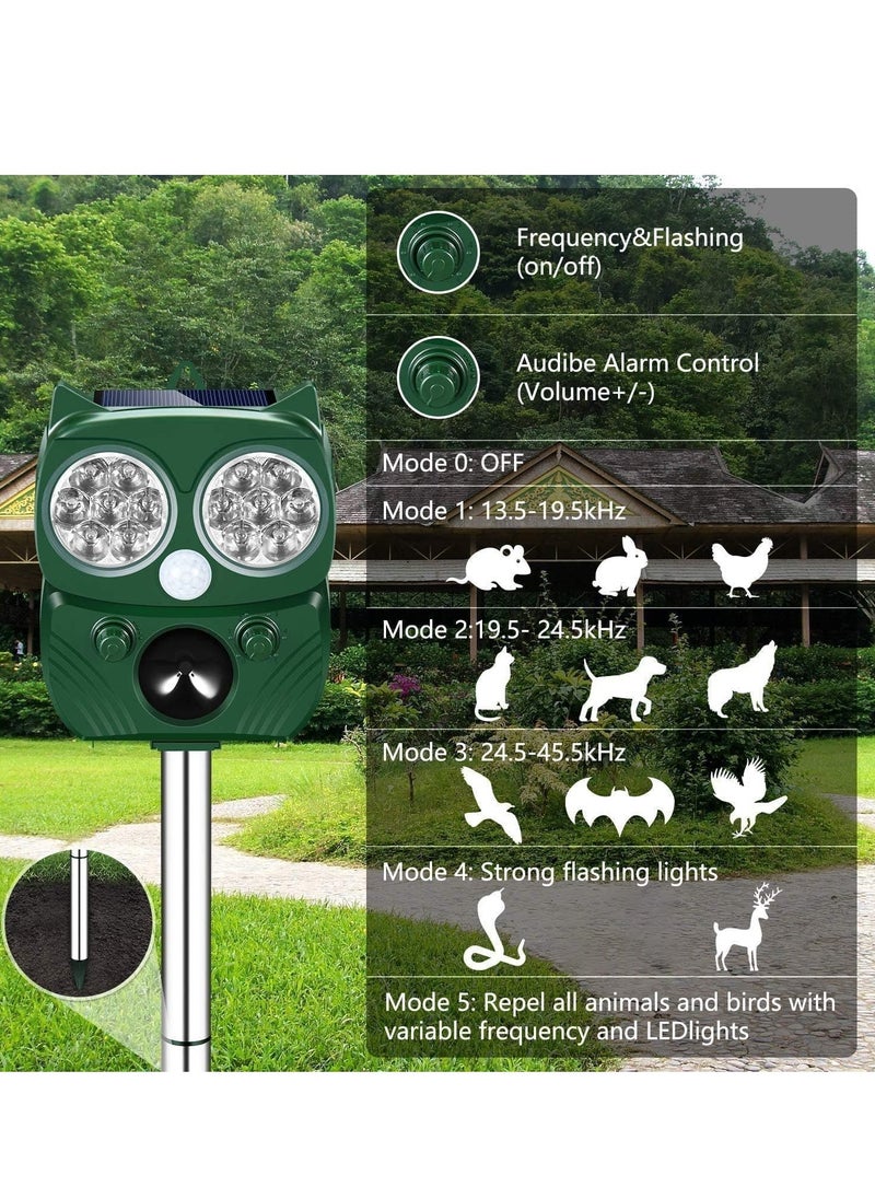 GUDOO - Solar Animal Repeller Ultrasonic Repellent Motion Detection LED Flashing Light Dog Cat Repellent Squirrel Skunk Rabbit Rodent Fox Deer - Image 1