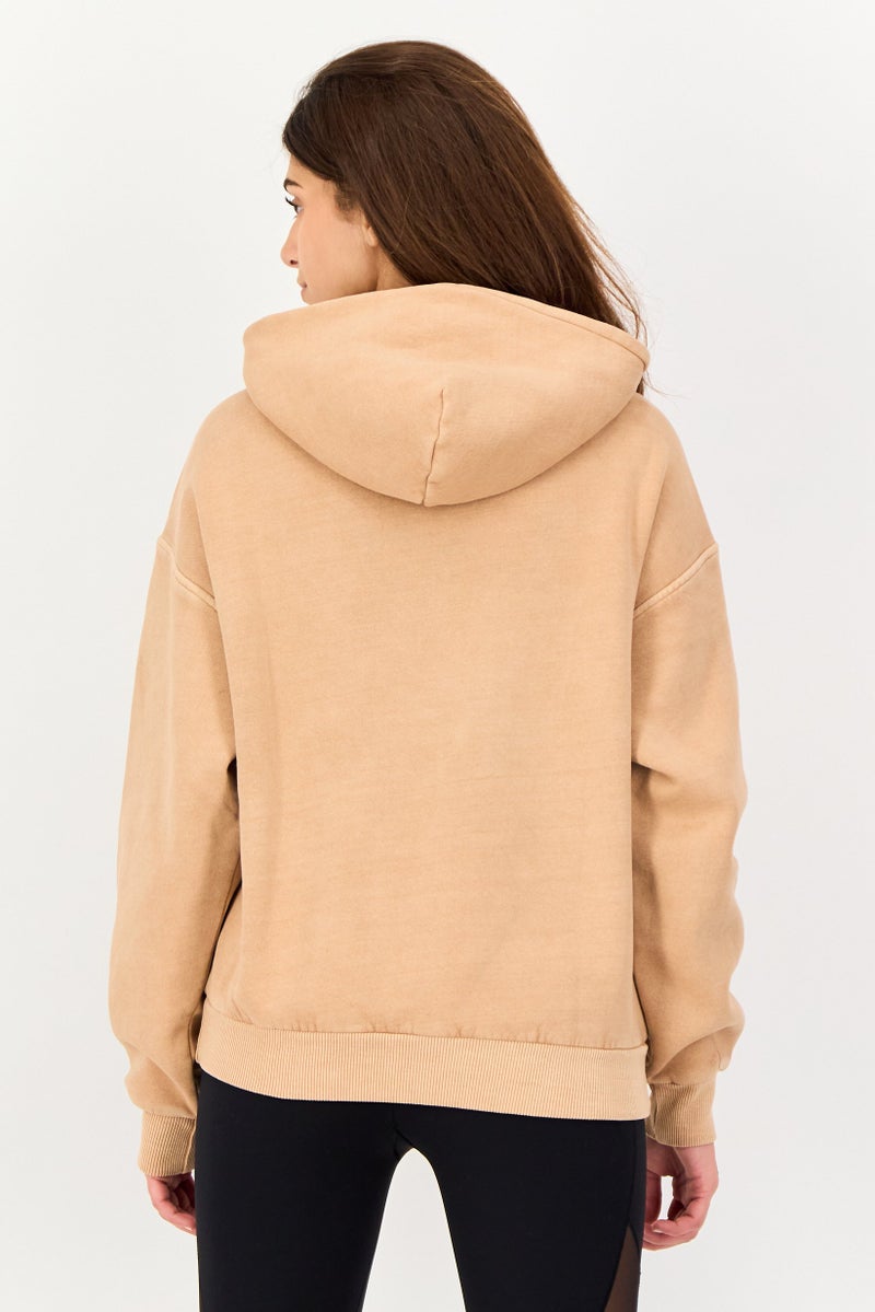 Reebok Women Sportswear Fit Long Sleeve Outdoor Hoodie, Tan - Image 2