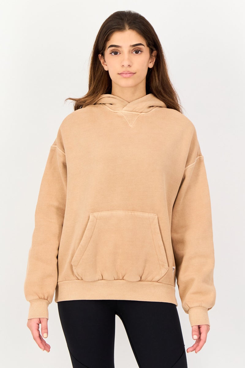 Reebok Women Sportswear Fit Long Sleeve Outdoor Hoodie, Tan - Image 1