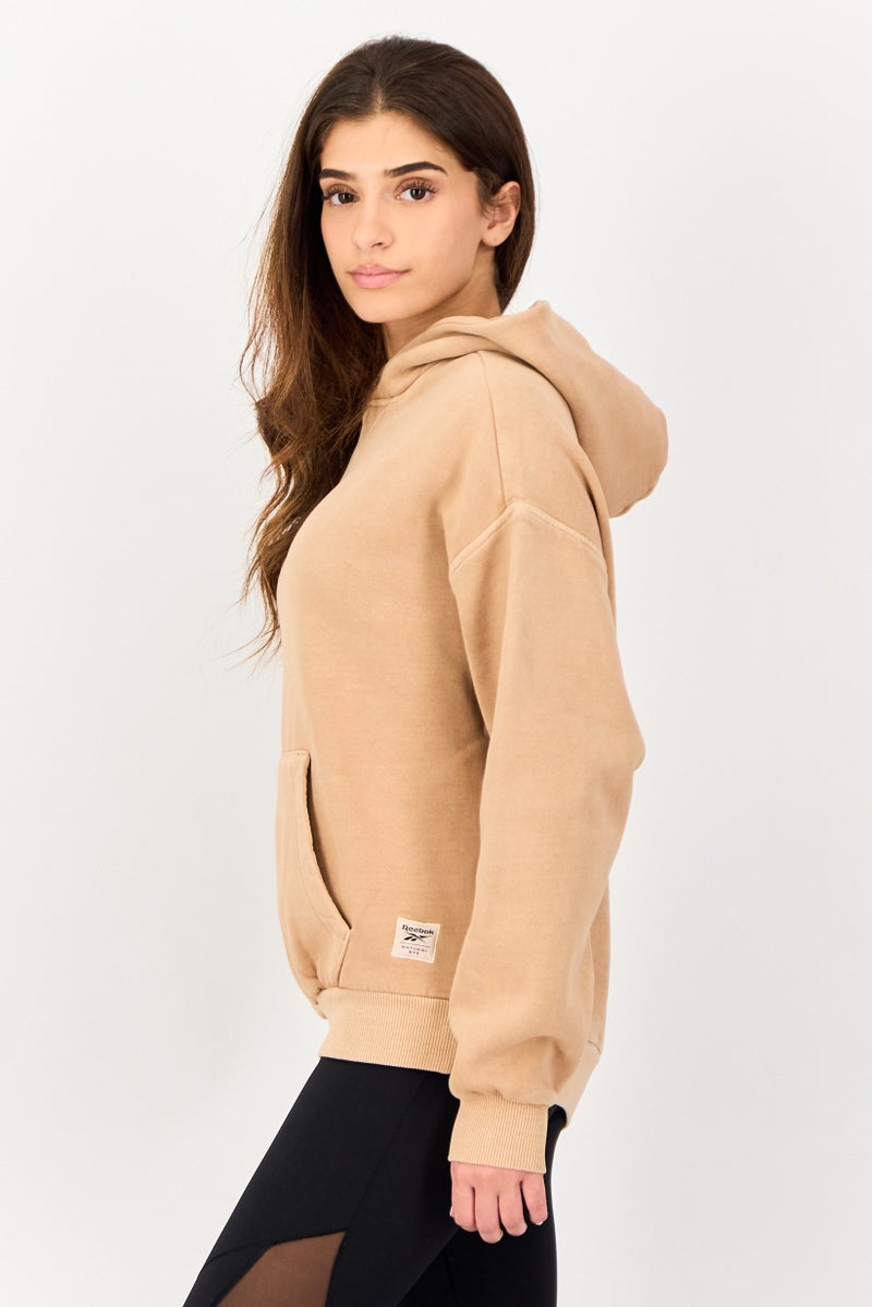 Reebok Women Sportswear Fit Long Sleeve Outdoor Hoodie, Tan - Image 3