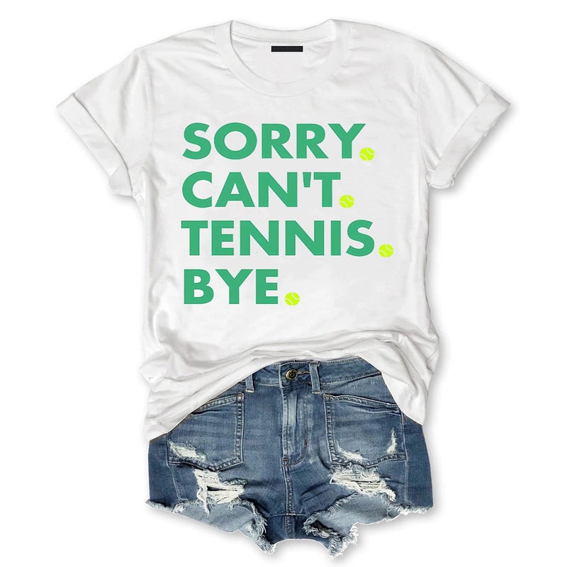 Pure Cotton Code Sorry Can'T Tennis By E T-Shirt Women'S Short Sleeve Round Neck - Image 1