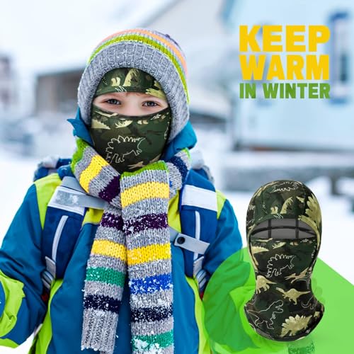 WAWSAM Dinosaur Kids Balaclava Windproof Ski Face Mask for Girls Boys Winter Hats Breathable Face Warmer Neck Warmer for Cold Weather Outdoors Sports Hiking Cycling Fishing - Image 4