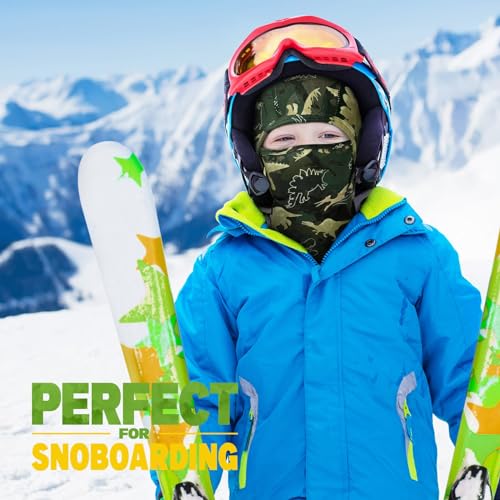 WAWSAM Dinosaur Kids Balaclava Windproof Ski Face Mask for Girls Boys Winter Hats Breathable Face Warmer Neck Warmer for Cold Weather Outdoors Sports Hiking Cycling Fishing - Image 2