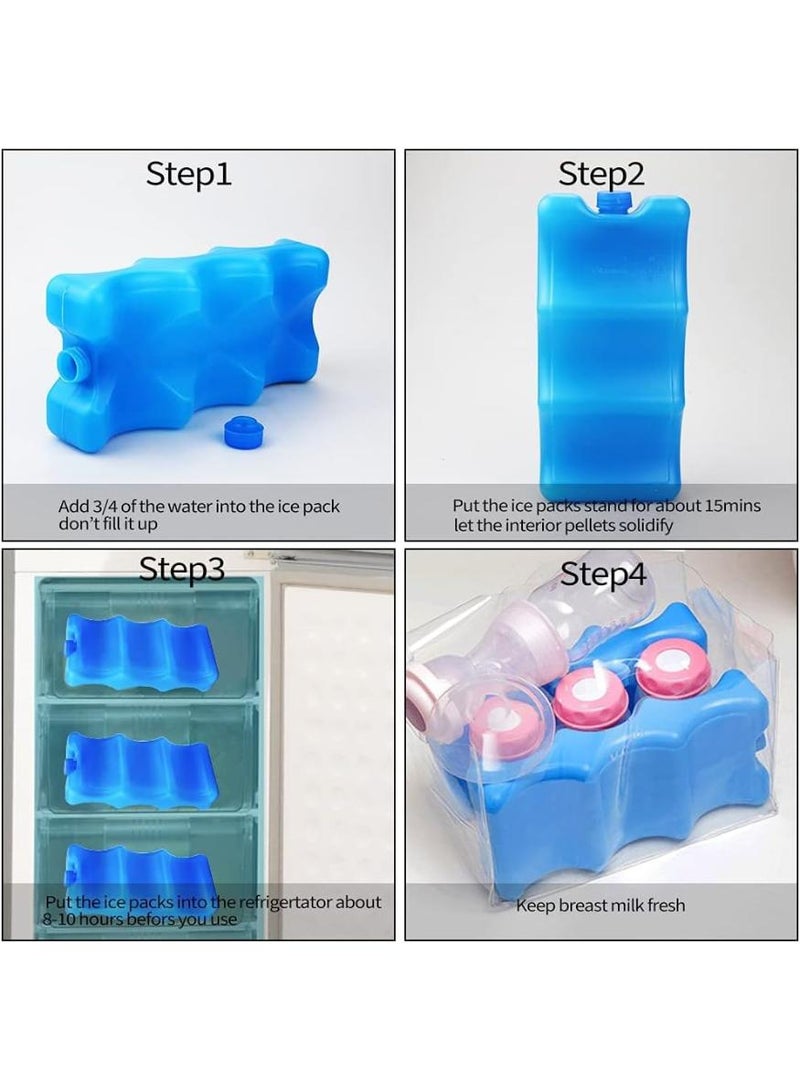 Bebiland 2Pcs Ice Pack for Breastmilk Storage for Seafood Preservation, Food Preservation, Beverage Refrigeration, Wavy Outline, Keeps Breast Milk Fresh, Long Lasting Reusable Cool Packs for Camping Picnic (Blue) - Image 3