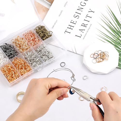 Gmma 8 mm Jump Rings for Jewelry Making 7 Colors 1200 Pcs Stainless Steel Jump Rings with Open/Close Tools for Necklace Bracelet Repair Keychains Jewelry Making Supplies(8mm/0.31") - Image 4