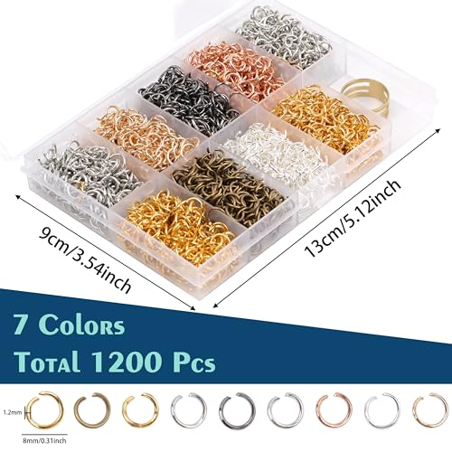 Gmma 8 mm Jump Rings for Jewelry Making 7 Colors 1200 Pcs Stainless Steel Jump Rings with Open/Close Tools for Necklace Bracelet Repair Keychains Jewelry Making Supplies(8mm/0.31") - Image 2