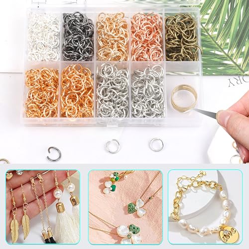 Gmma 8 mm Jump Rings for Jewelry Making 7 Colors 1200 Pcs Stainless Steel Jump Rings with Open/Close Tools for Necklace Bracelet Repair Keychains Jewelry Making Supplies(8mm/0.31") - Image 5